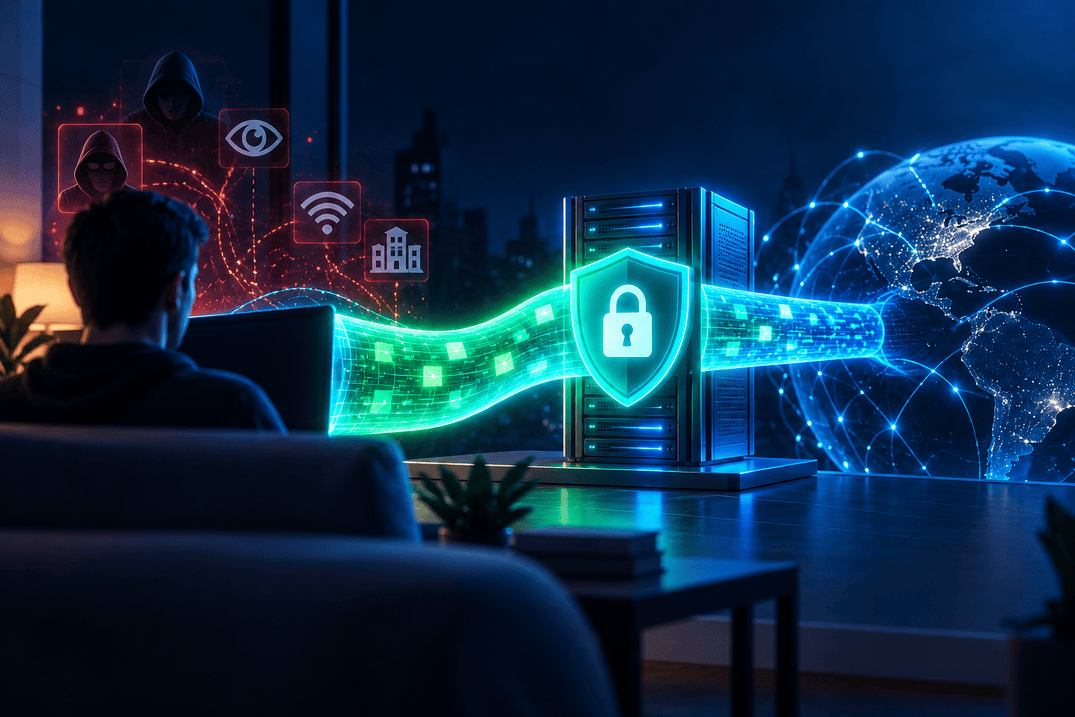 Neon VPN Shield Over Global Network.png
